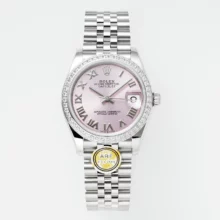 Rolex DateJust 31 278384 ARF 1:1 Best Edition 904L Steel Pink Roman Dial Diamond bezel on SS Jubilee Bracelet