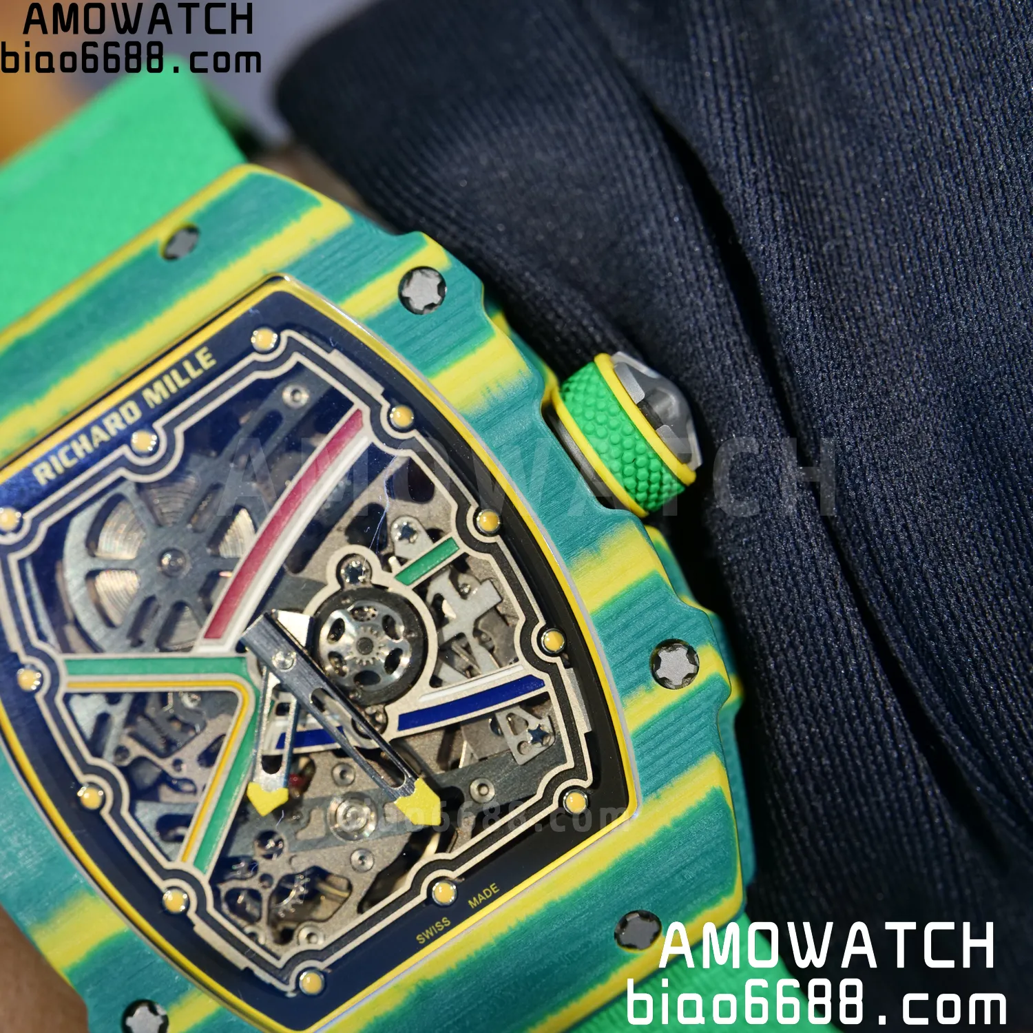 RICHARD MILLE RM67-02 Green NTPT AVF Best Edition Wayde van Niekerk on Green Nylon strap CRMA7 Clone 99 de3a7482194ab52 AMO Watch