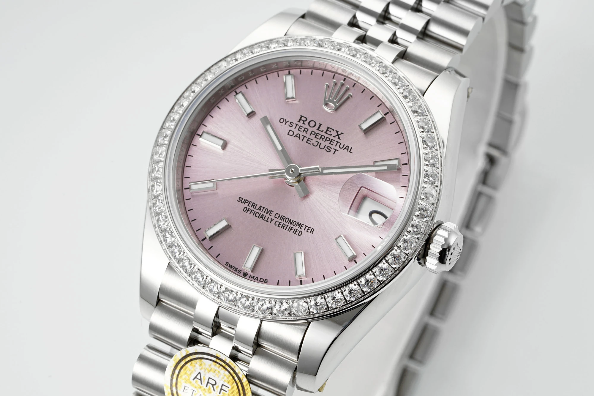 Rolex DateJust 31 278384 ARF 1:1 Best Edition 904L Steel Pink Dial Diamond bezel on SS Jubilee Bracelet 23 e4ff53ca3855e6b AMO Watch