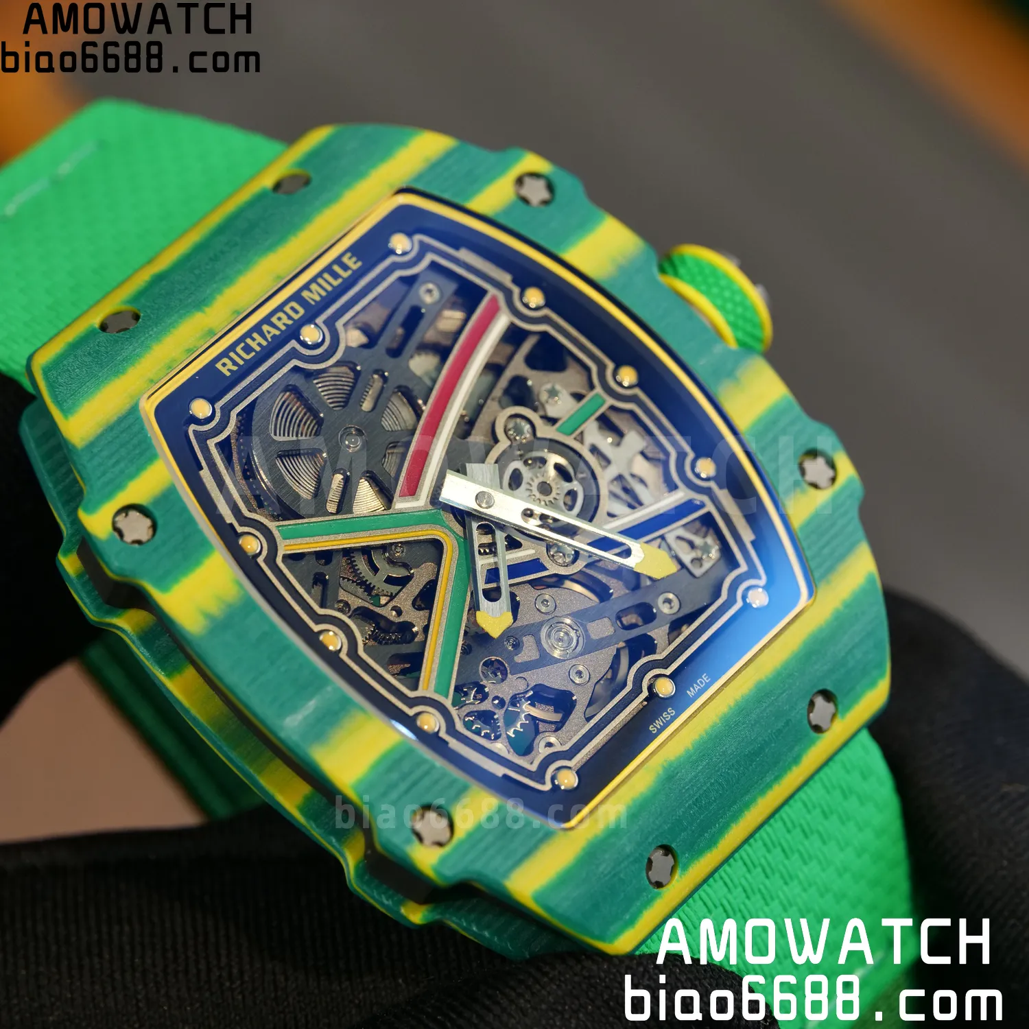 RICHARD MILLE RM67-02 Green NTPT AVF Best Edition Wayde van Niekerk on Green Nylon strap CRMA7 Clone 88 e6a82f3d476307c AMO Watch