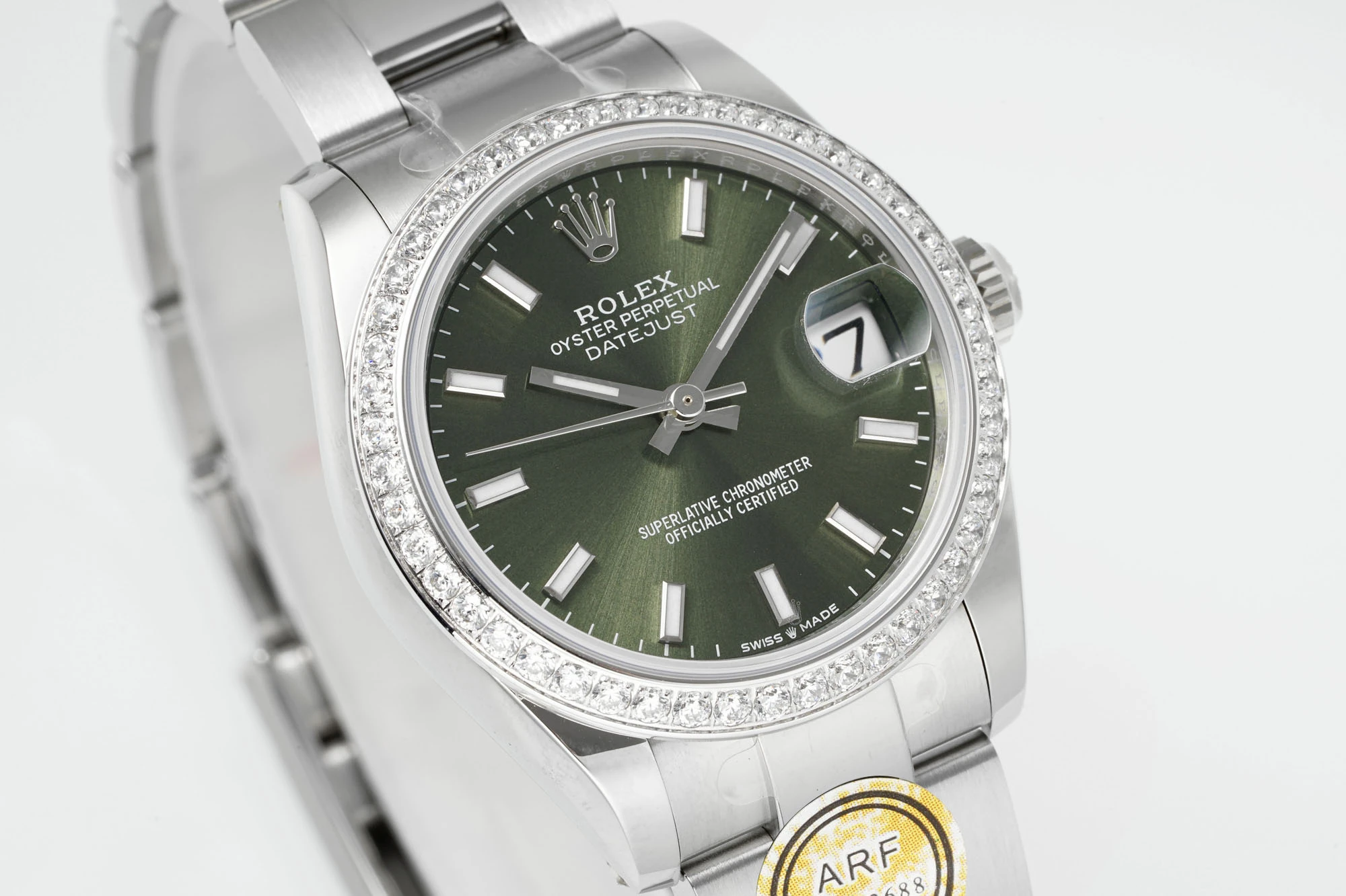 Rolex DateJust 31 278384 ARF 1:1 Best Edition 904L Steel Green Dial Diamond bezel on SS Oyster Bracelet 22 e90ee6c5e4ee288 AMO Watch