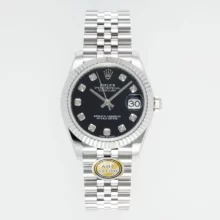 Rolex DateJust 31 278274 ARF 1:1 Best Edition 904L Steel Black Diamonds Dial on SS Jubilee Bracelet