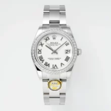Rolex DateJust 31 278384 ARF 1:1 Best Edition 904L Steel White Roman Dial Diamond bezel on SS Oyster Bracelet