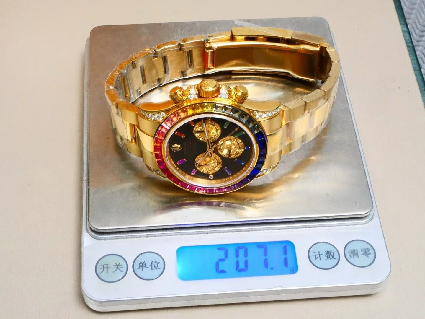 Rolex Daytona YG 116598 RX Factory 1:1 Best Edition Black Rainbow Dial on YG Bracelet DD4130 (Weighted)207g 29 f6771c0f868ac27 AMO Watch