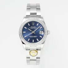 Rolex DateJust 31 278384 ARF 1:1 Best Edition 904L Steel Blue Dial Diamond bezel on SS Oyster Bracelet