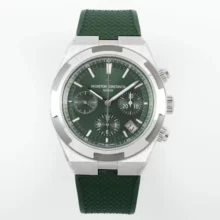 VC Overseas 5500V Chrono SS 8F 1:1 Best Edition Green Dial on Green Rubber Strap A5200