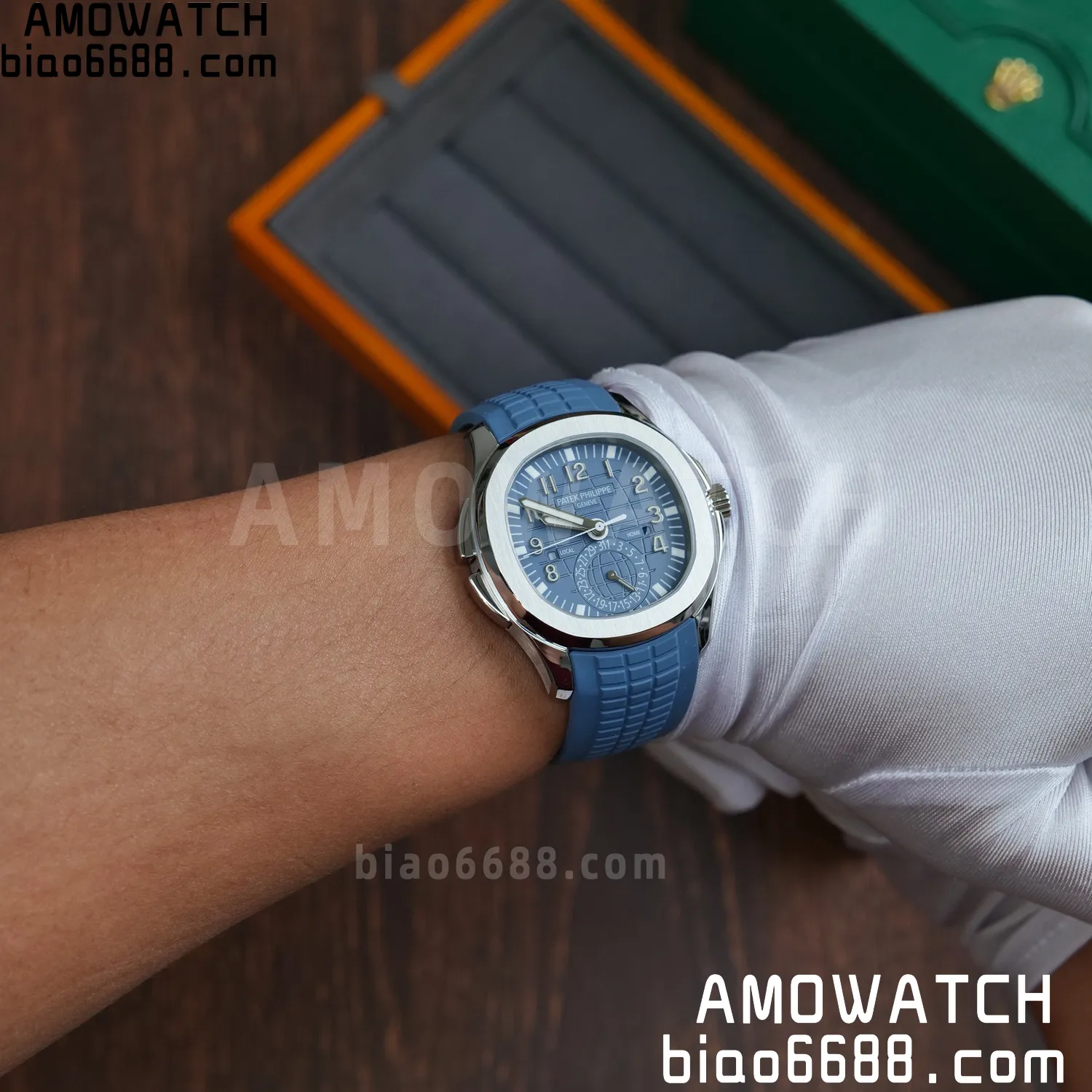 PP Aquanaut 5164G SS ZF 1:1 Best Edition Blue Dial on Blue Rubber Strap A324 86 fb405cb75f2240d AMO Watch