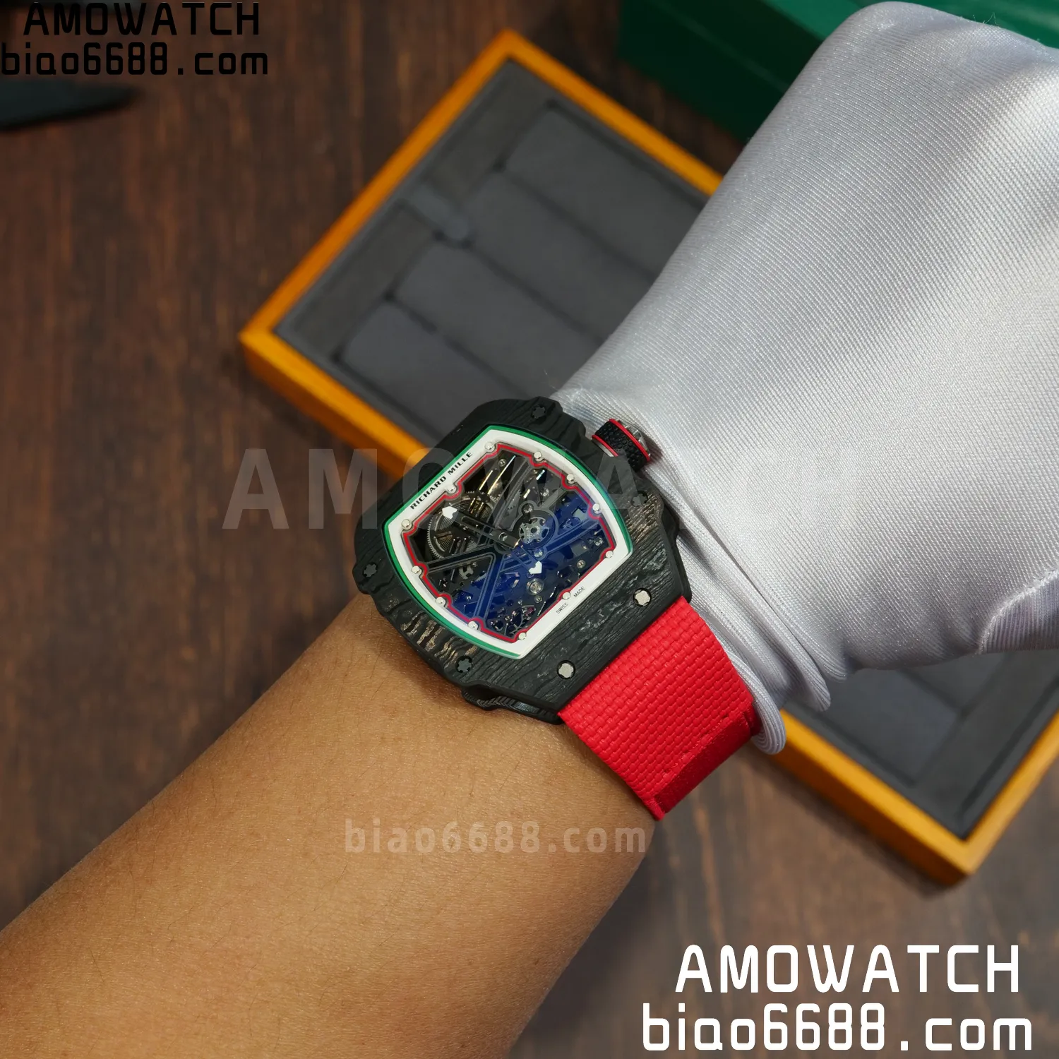 RICHARD MILLE RM67-02 Black NTPT Best Edition Italy Dial on Red Nylon strap CRMA7 Clone V9 104 01faca83868c00d AMO Watch