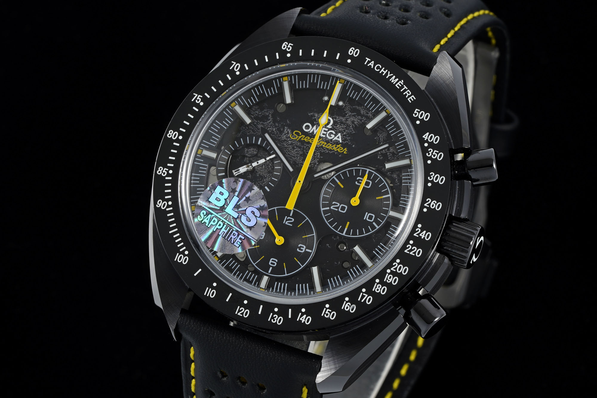 OMEGA Speedmaster Black Ceramic BLSF Best Edition Black/Yellow on Leather Strap Manual Winding Movement 20 03abd06a5a8a0b6 AMO Watch