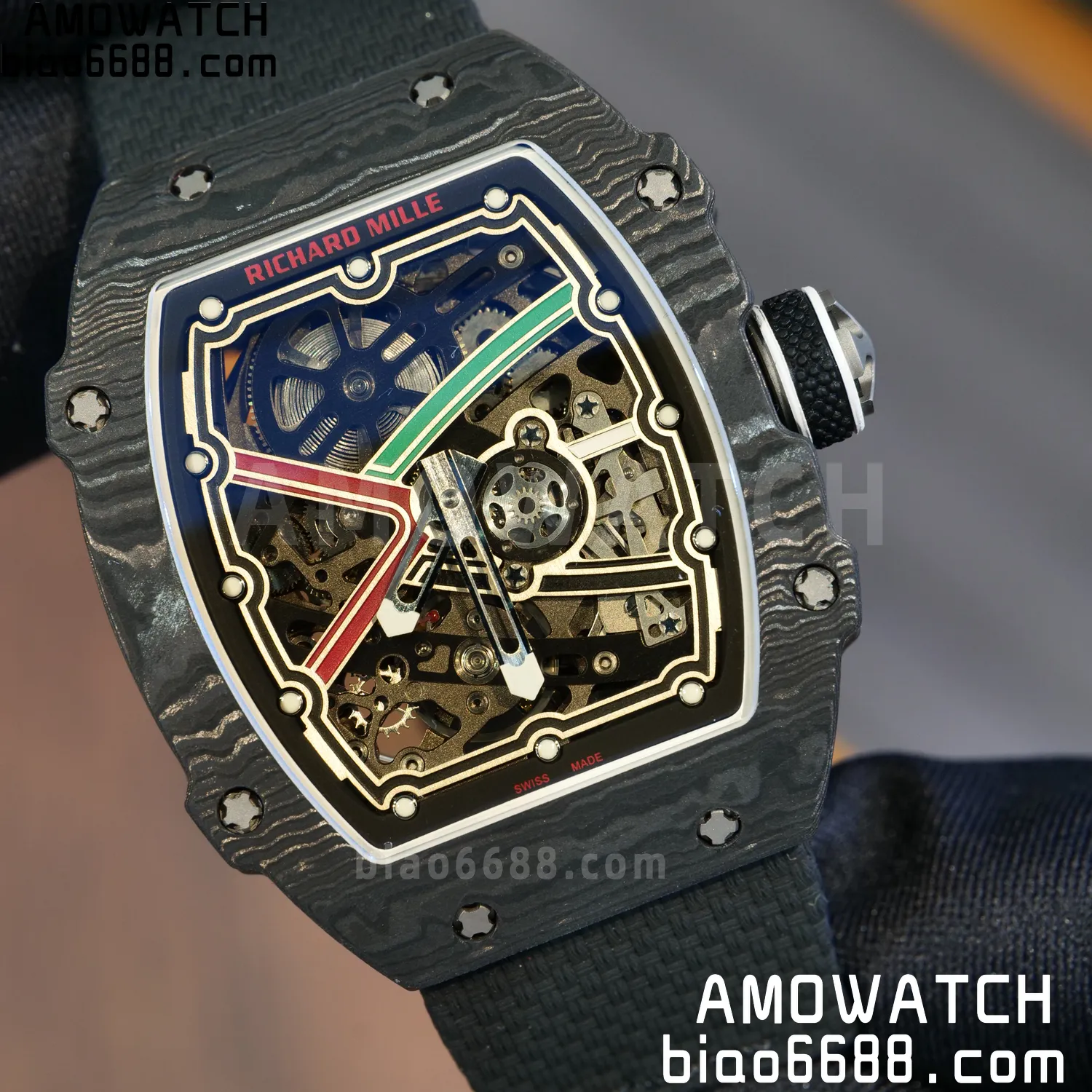 RICHARD MILLE RM67-02 Black NTPT AVF Best Edition UAE Dial on Black Nylon strap CRMA7 Clone 90 040bfd004c8fa56 AMO Watch