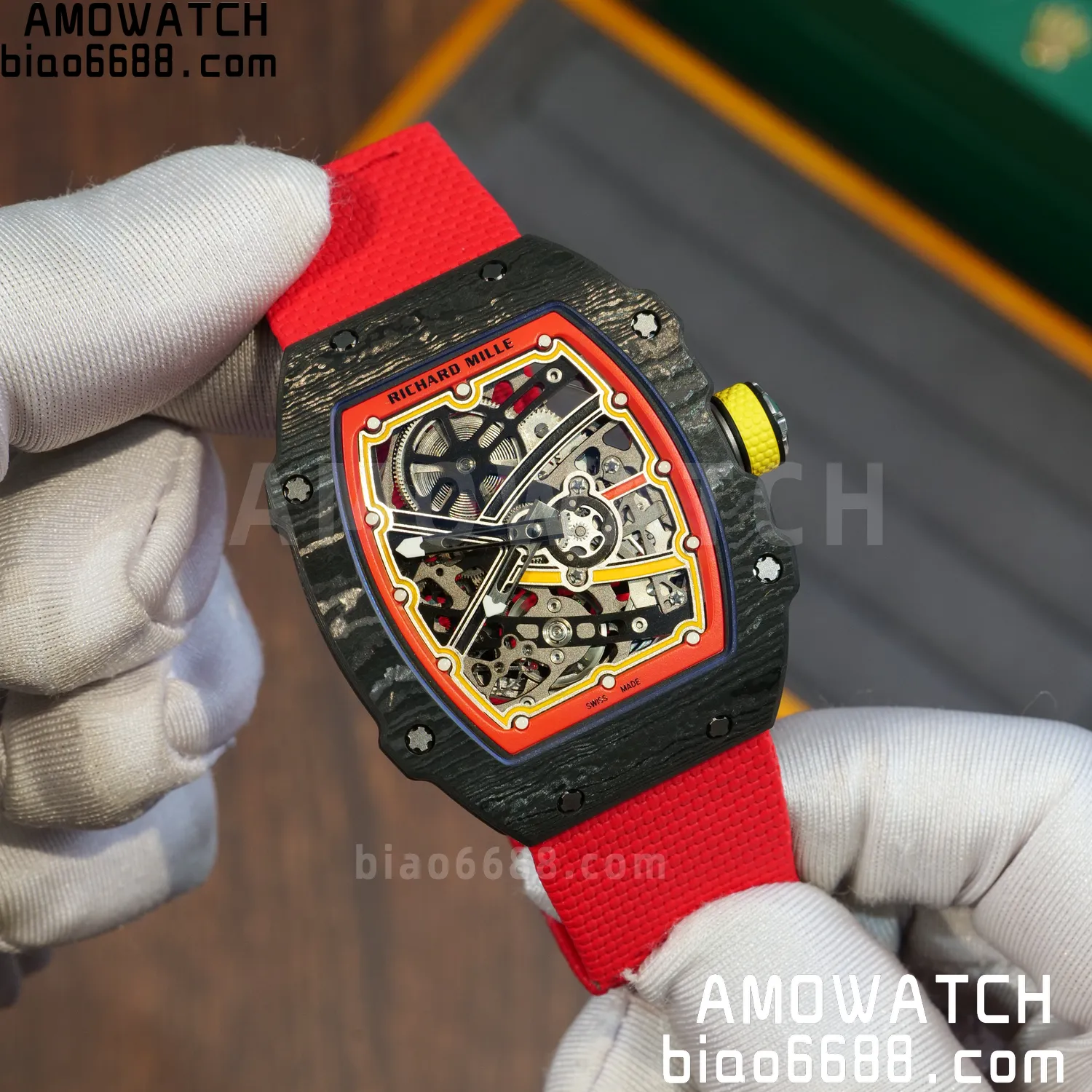 RICHARD MILLE RM67-02 Black NTPT Best Edition Spain Dial on Red Nylon strap CRMA7 Clone V9 76 04203053632d668 AMO Watch