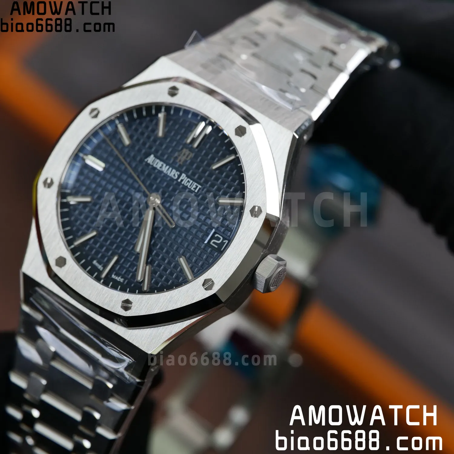 AP Royal Oak 41mm 15500 SS VSF1:1 Best Edition Blue Textured Dial on SS Bracelet A4302 Super Clone 90 05eab10b3050842 AMO Watch