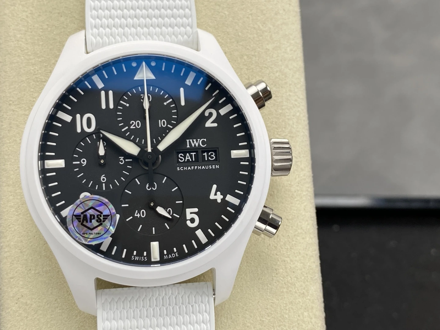 IWC Pilot Chrono IW389105 White Ceramic APSF 1:1 Best Edition Black Dial SA69385 Super Clone 29 0635dc8ece729c0 AMO Watch