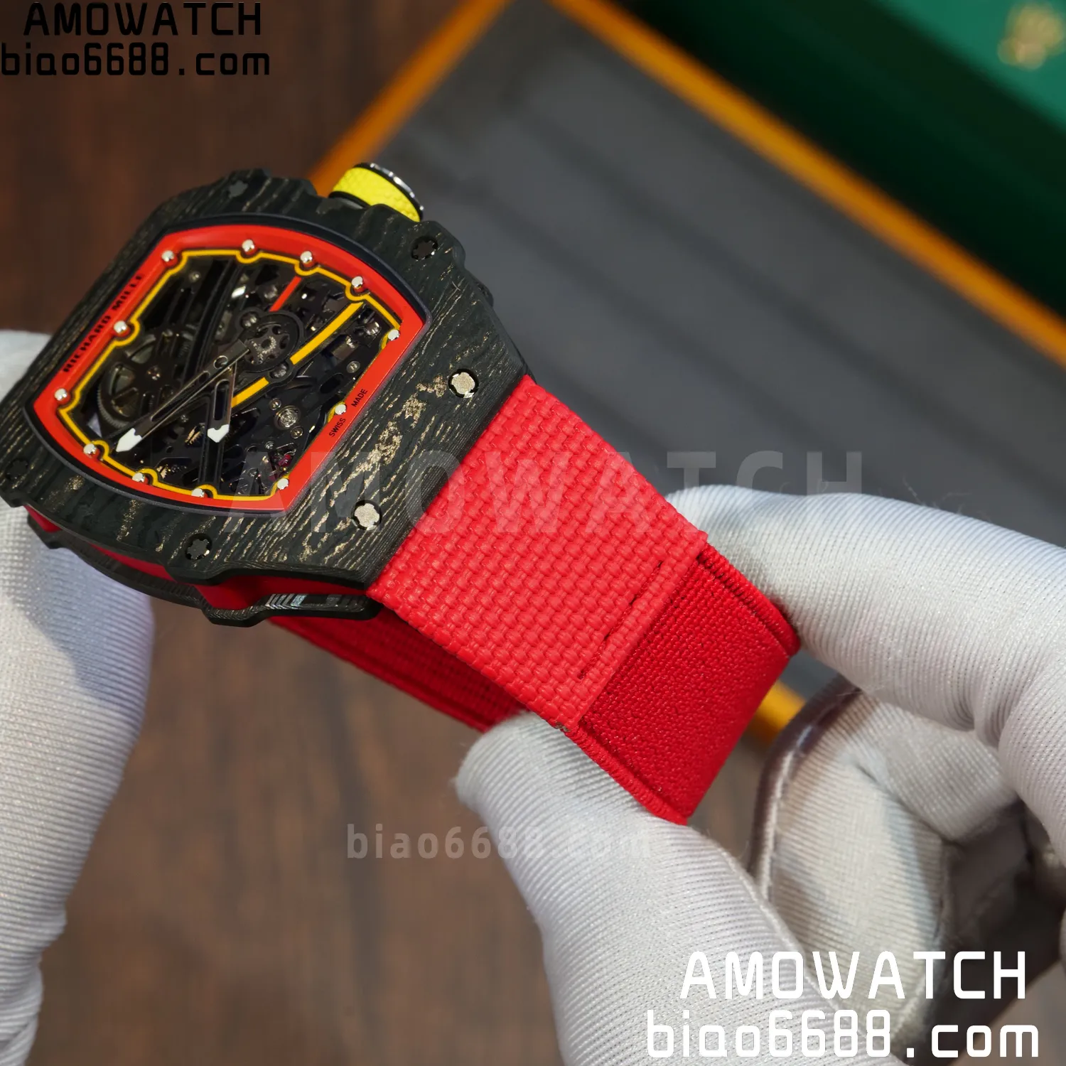 RICHARD MILLE RM67-02 Black NTPT Best Edition Spain Dial on Red Nylon strap CRMA7 Clone V9 80 08b82ddca2e1ef5 AMO Watch