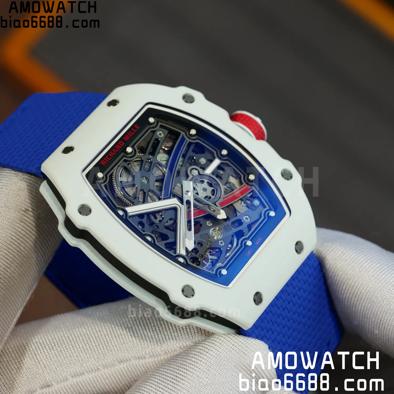 RICHARD MILLE RM67-02 White NTPT Best Edition France Dial on Blue Nylon strap CRMA7 Clone V9 89 0b2a722993f9c86 AMO Watch