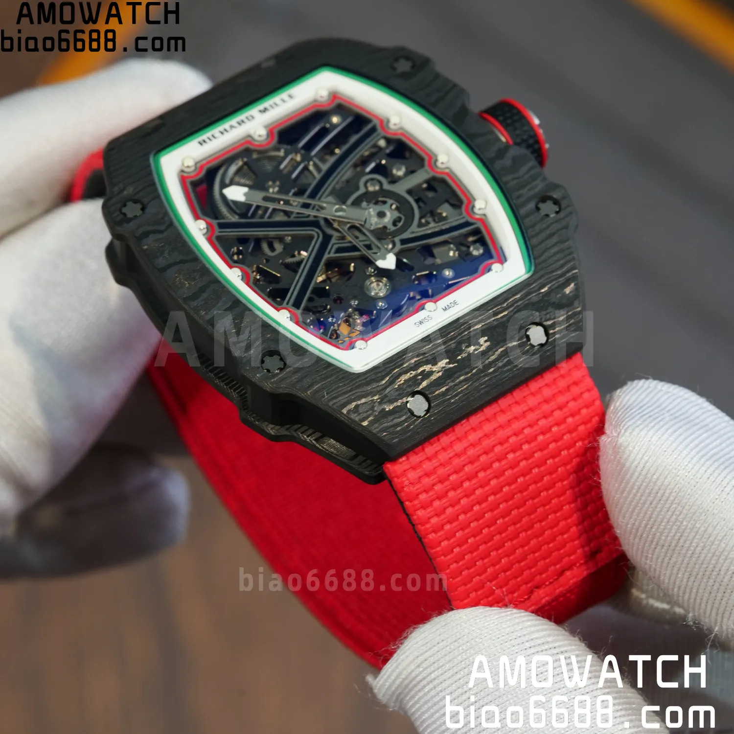 RICHARD MILLE RM67-02 Black NTPT Best Edition Italy Dial on Red Nylon strap CRMA7 Clone V9 83 0c5e836d3f4021b AMO Watch