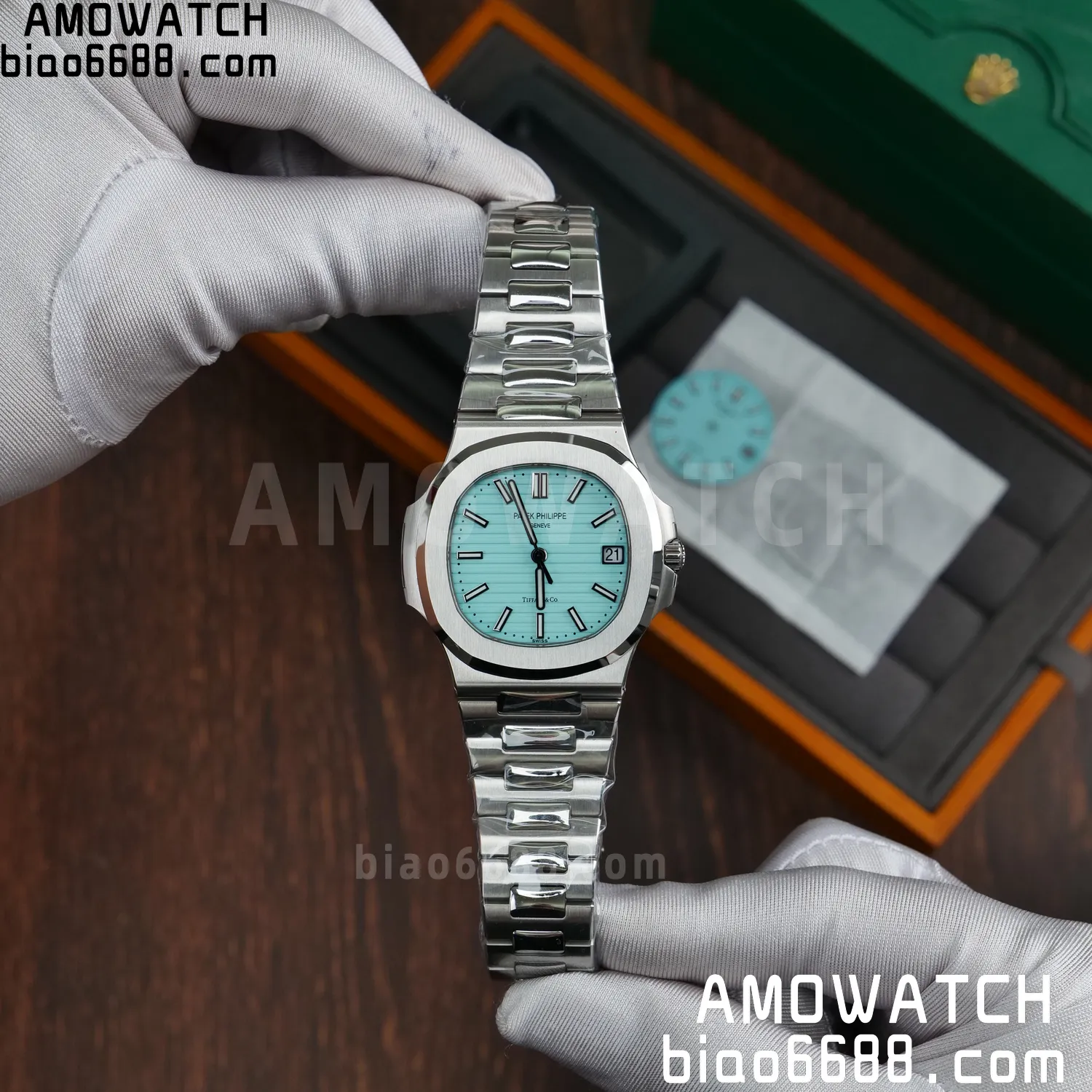 Custom Made PP Nautilus 5711 Tiffany Modified content :SW factory Tiffany Dial 、SW Pointer、DEEP crystal 65 0da5e6c552559d4 阿默表行AmoWatch