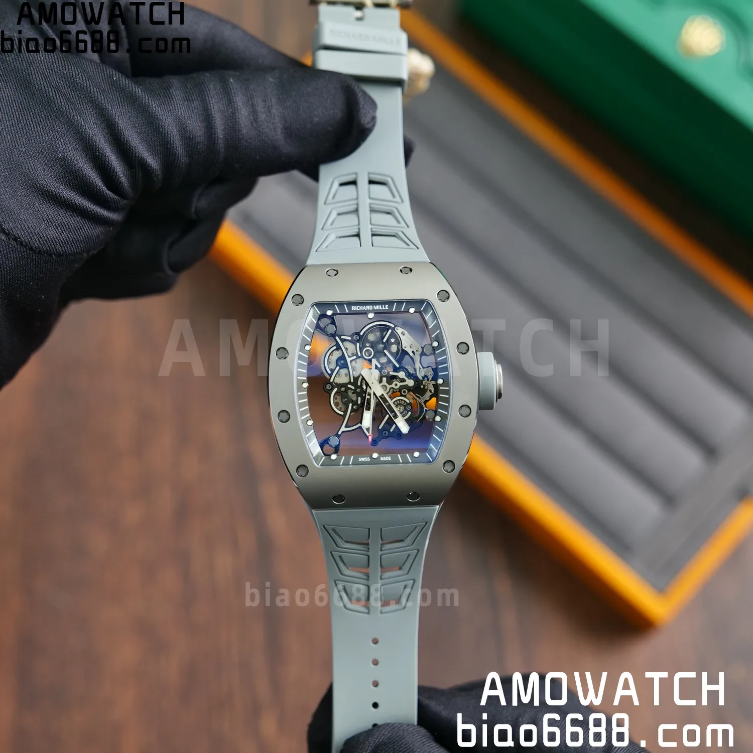 RICHARD MILLE RM055 Gray Ceramic UMI 1:1 Best Edition on Shark Rubber Strap RMUL2 Free Sprung 79 0ed03f197bdbe5a AMO Watch