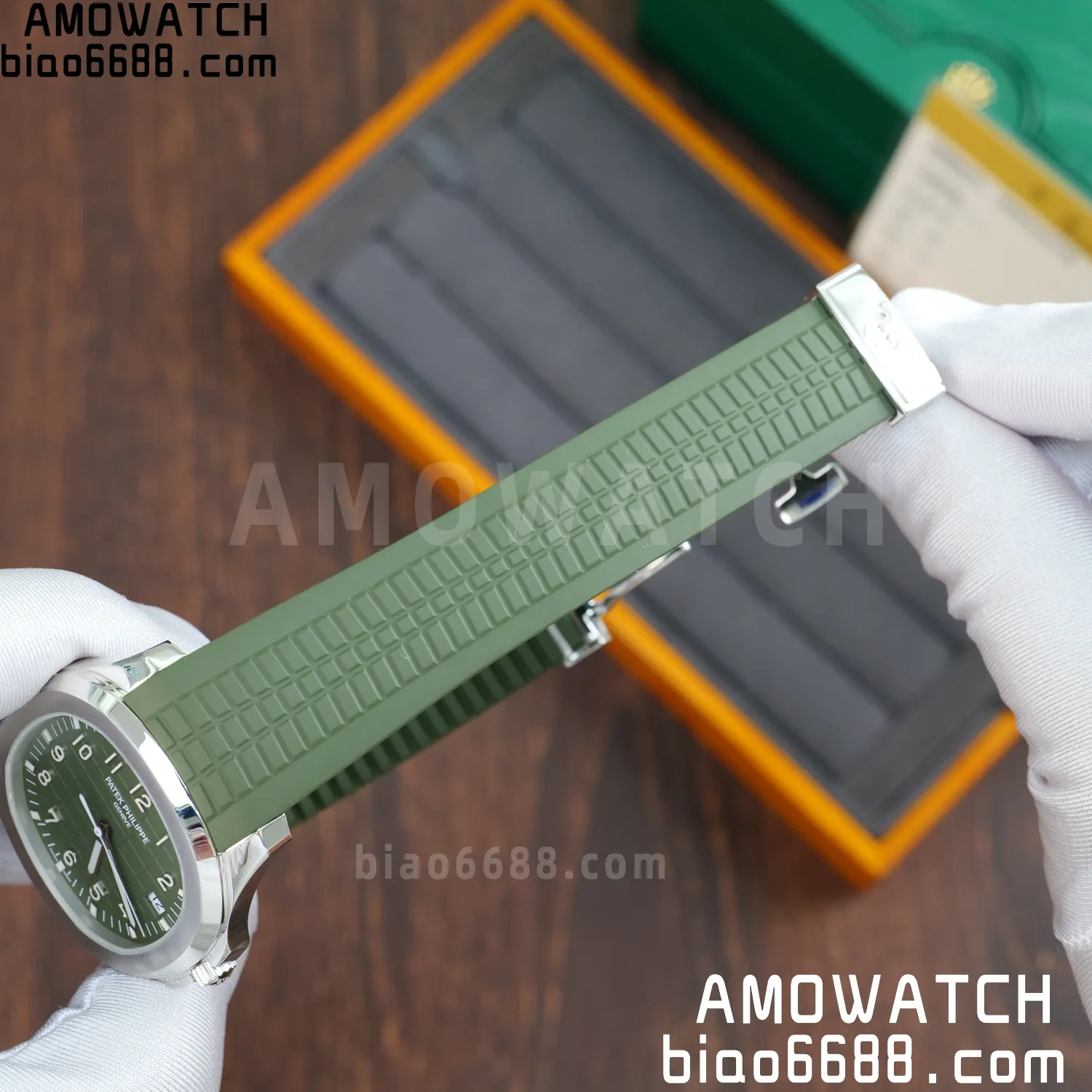 Custom Made PP Aquanaut 5168G 42mm Green Dial on Green Rubber Strap(Weighted) 69 0ffddf54e26766a 阿默表行AmoWatch