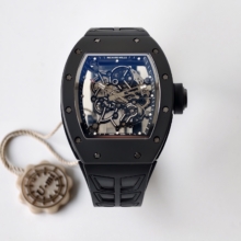 Richard Mille RM055 Black Ceramic UMI 1:1 Best Edition on Black/Red Inner Bezel on Shark Rubber Strap RMUL2 Free Sprung