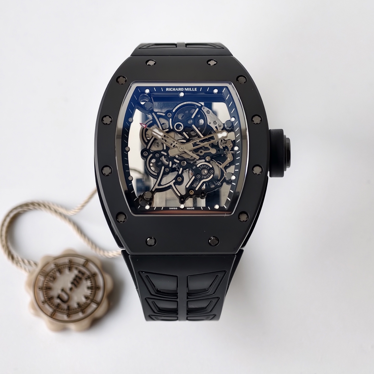 Richard Mille RM055 Black Ceramic UMI 1:1 Best Edition on Black/Red Inner Bezel on Shark Rubber Strap RMUL2 Free Sprung 19 138ea76da6deada AMO Watch