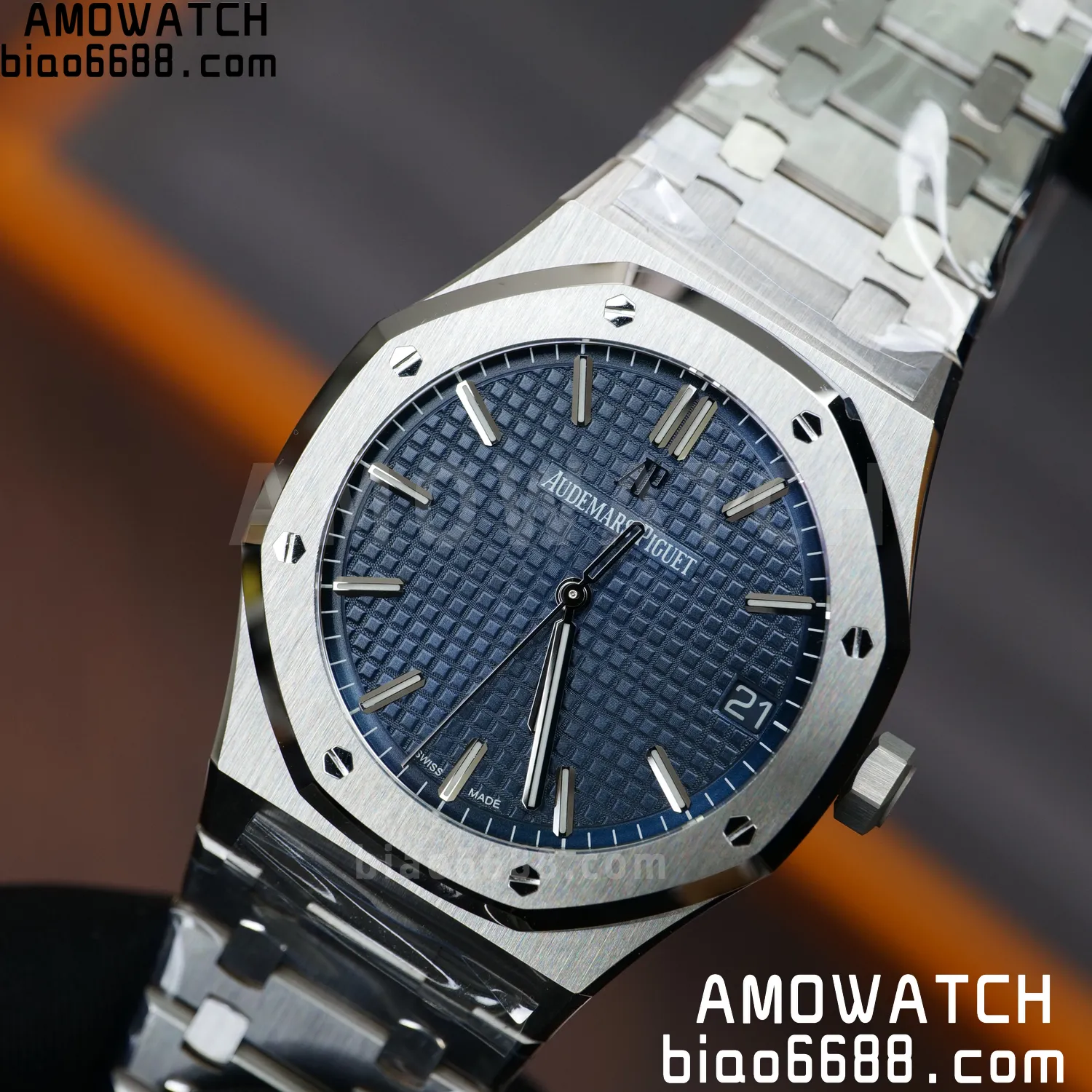 AP Royal Oak 41mm 15500 SS VSF1:1 Best Edition Blue Textured Dial on SS Bracelet A4302 Super Clone 96 1628cc6a00834ec AMO Watch