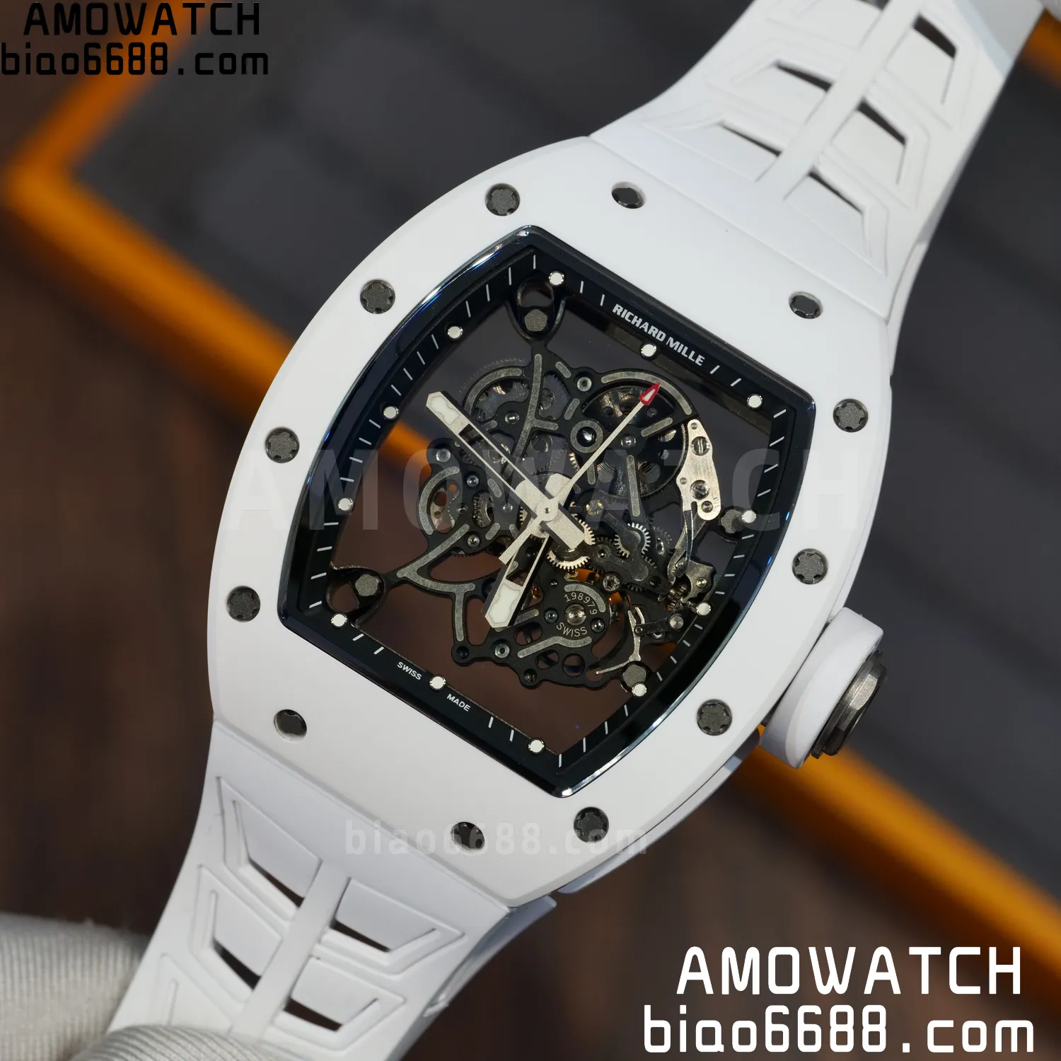 Richard Mille RM055 White Ceramic ZF 1:1 Best Edition Shark Fin Rubber Strap RMUL2 Super Clone V3 76 1785a08dcf1c500 AMO Watch