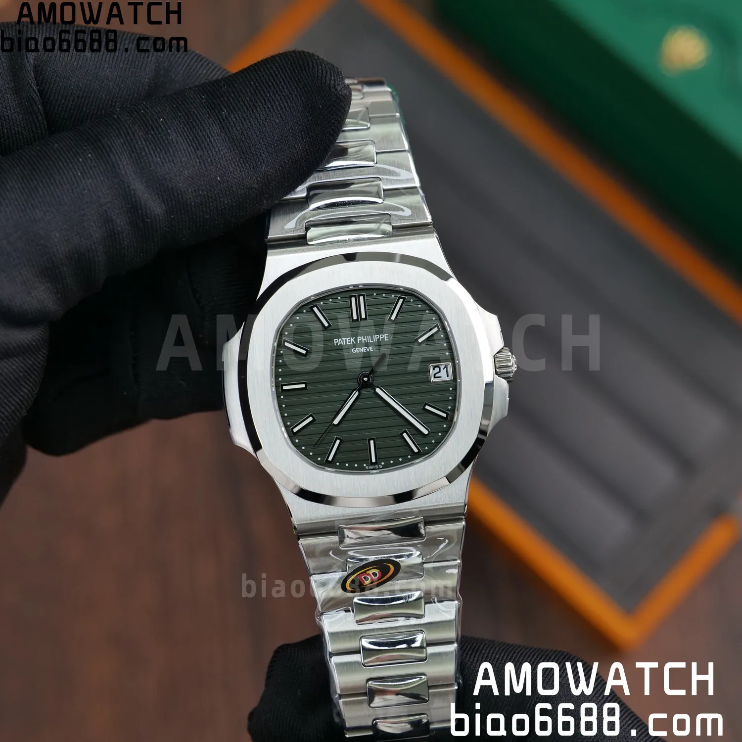 PP Nautilus 5711 DDF 1:1 Best Edition Green Dial on SS Bracelet DD330 Super Clone 66 1b1cd00d7c01676 AMO Watch