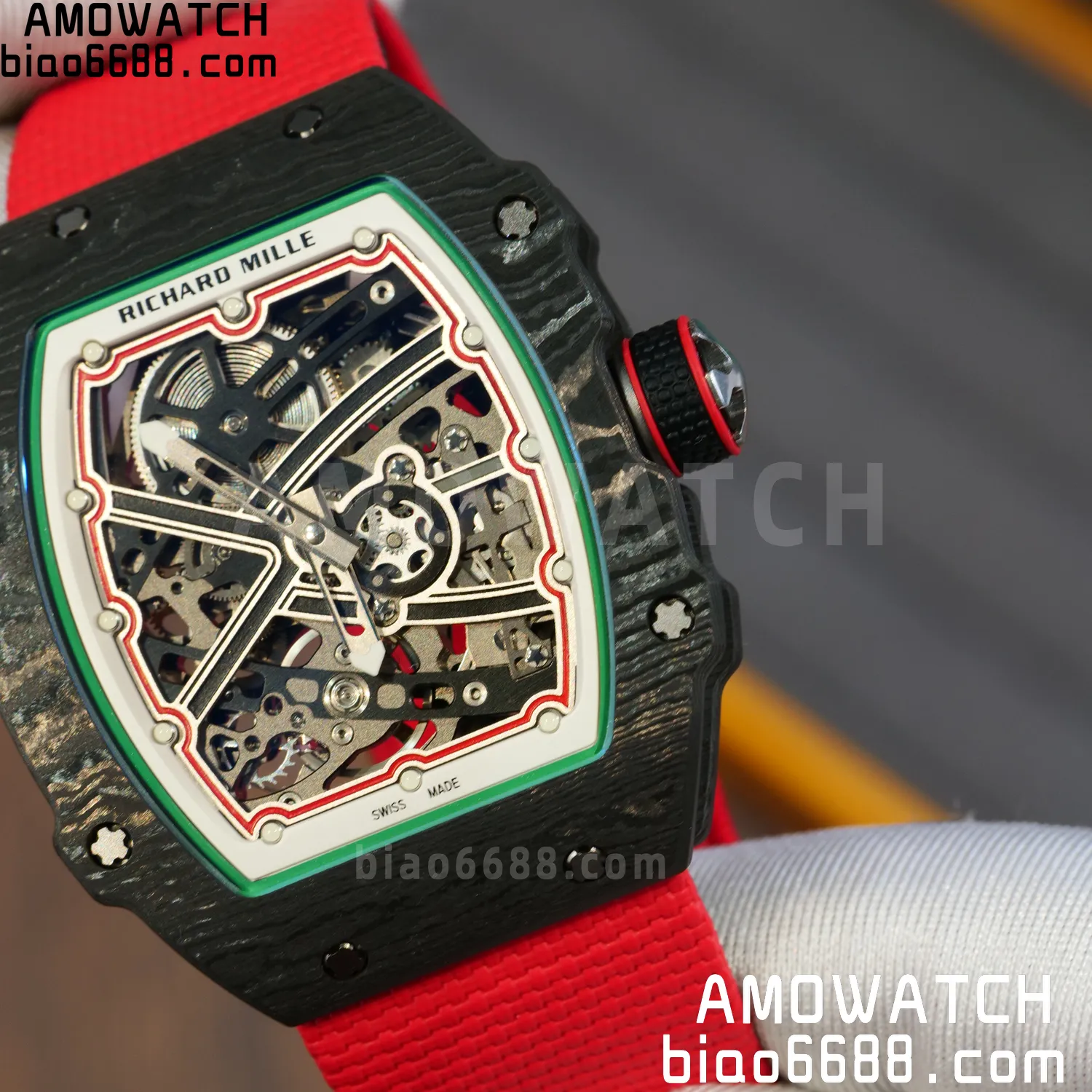 RICHARD MILLE RM67-02 Black NTPT Best Edition Italy Dial on Red Nylon strap CRMA7 Clone V9 89 1bb1fb0146f0860 AMO Watch