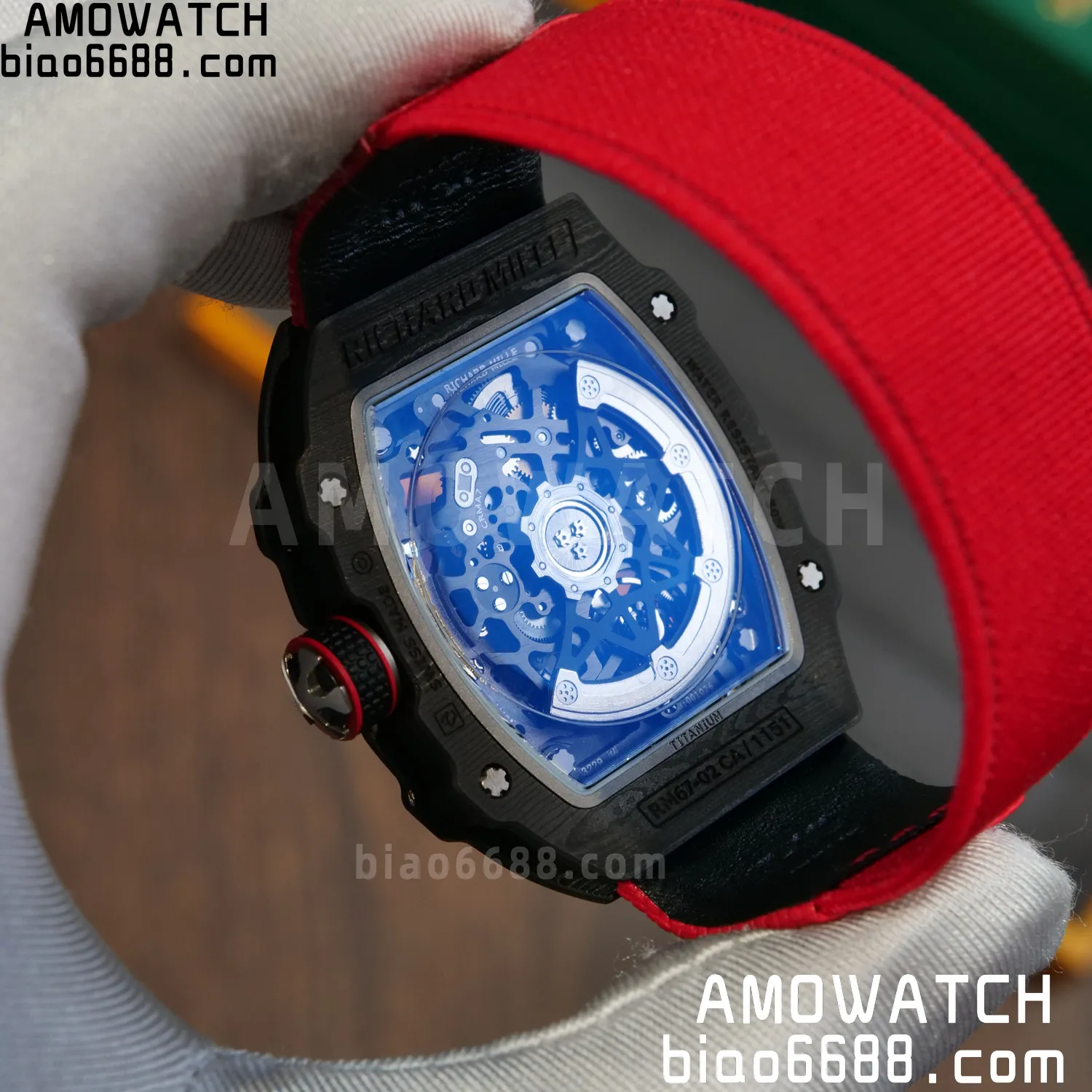 RICHARD MILLE RM67-02 Black NTPT Best Edition Italy Dial on Red Nylon strap CRMA7 Clone V9 95 1e78ecddedd4cc7 AMO Watch