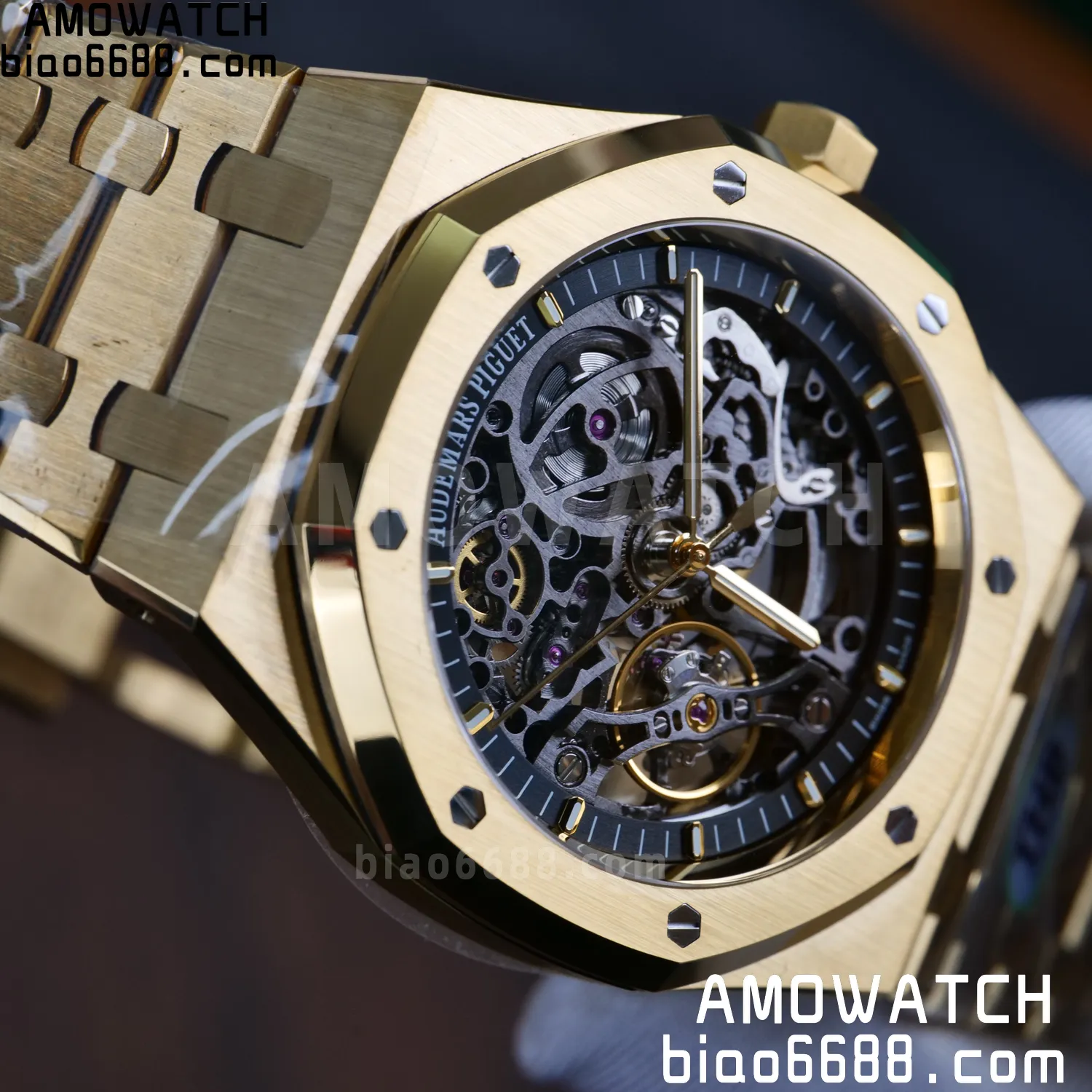 AP Royal Oak 41mm Skeleton 15407 YG THB Factory 1:1 Best Edition Skeleton Dial on RG Bracelet A3132 V2 74 1f6578da04b0c8f 阿默表行AmoWatch