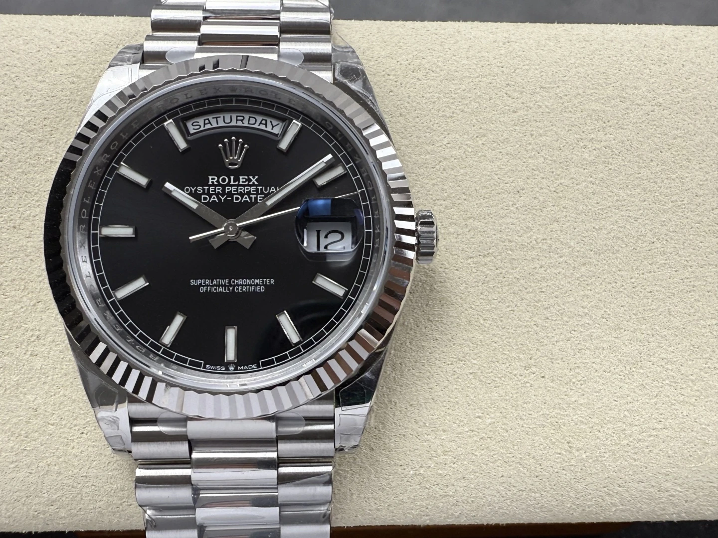 Rolex DayDate 228239 40mm VSF 1:1 Best Edition Black Dial Fluted Bezel 3255 29 2150903b68d6ab0 阿默表行AmoWatch