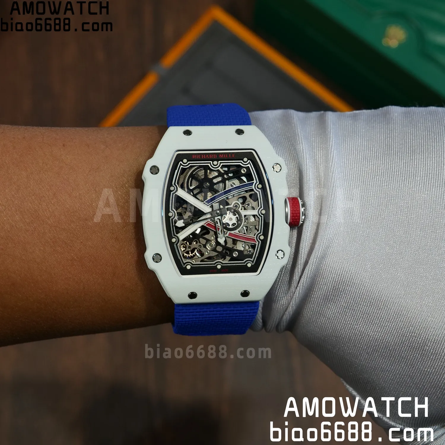 RICHARD MILLE RM67-02 White NTPT Best Edition France Dial on Blue Nylon strap CRMA7 Clone V9 109 222e1a98caeaf91 AMO Watch