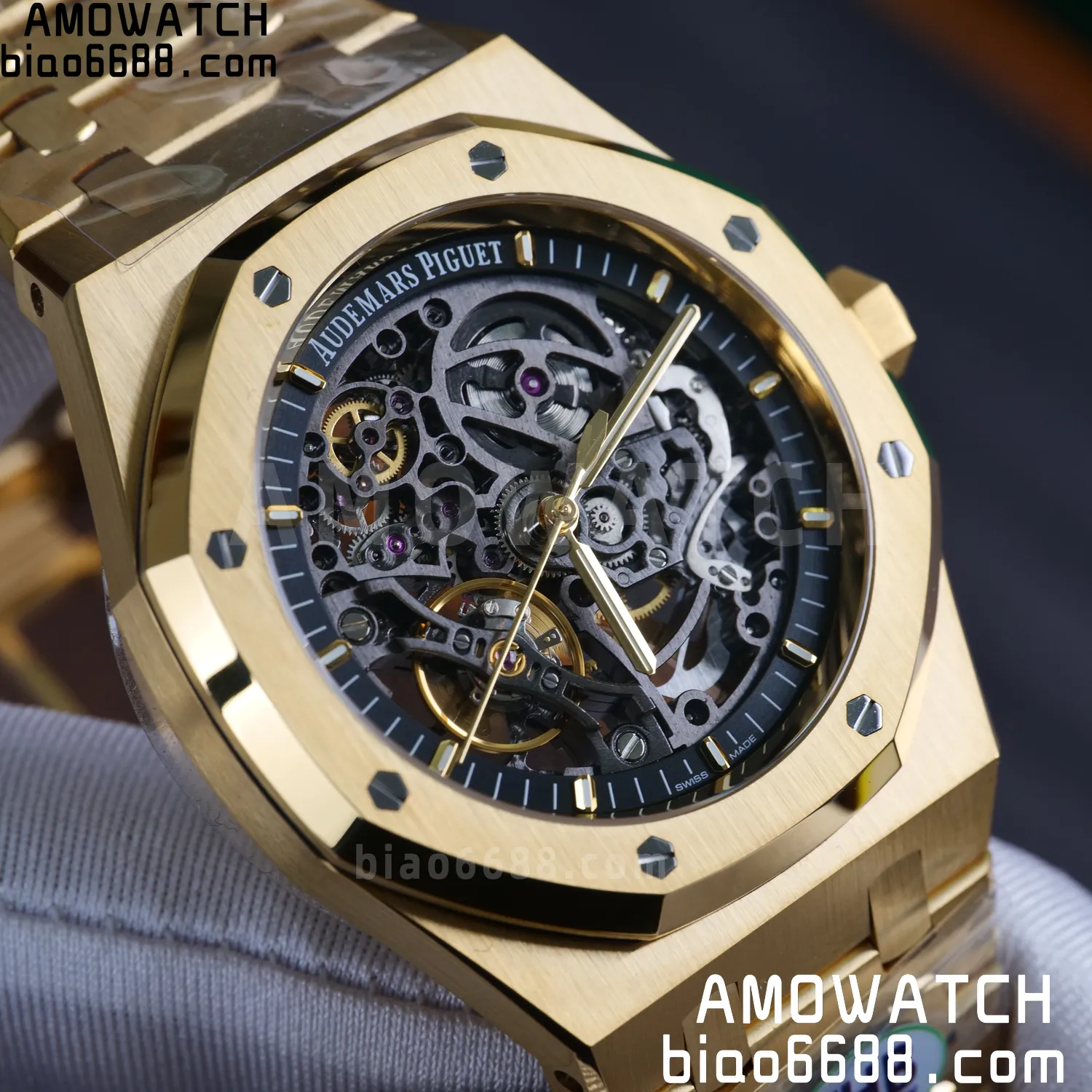 AP Royal Oak 41mm Skeleton 15407 YG THB Factory 1:1 Best Edition Skeleton Dial on RG Bracelet A3132 V2 77 2317c7a67ac1cb1 阿默表行AmoWatch