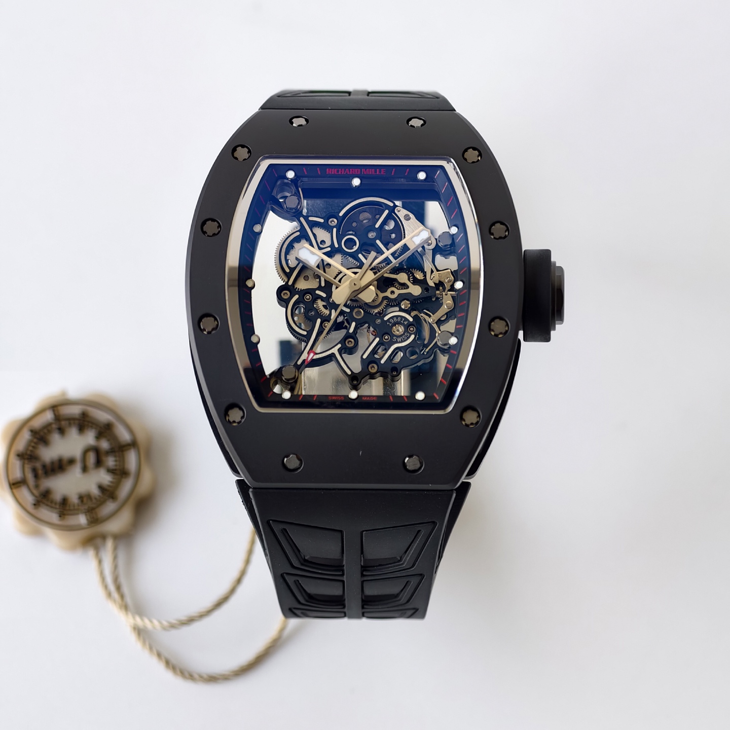 Richard Mille RM055 Black Ceramic UMI 1:1 Best Edition on Black/Red Inner Bezel on Shark Rubber Strap RMUL2 Free Sprung 19 24047e516bf147c AMO Watch