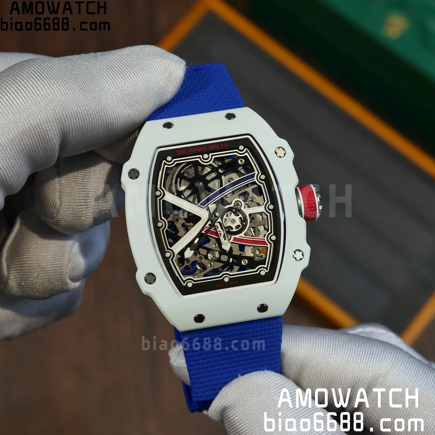 RICHARD MILLE RM67-02 White NTPT Best Edition France Dial on Blue Nylon strap CRMA7 Clone V9 79 247d2399210f611 AMO Watch