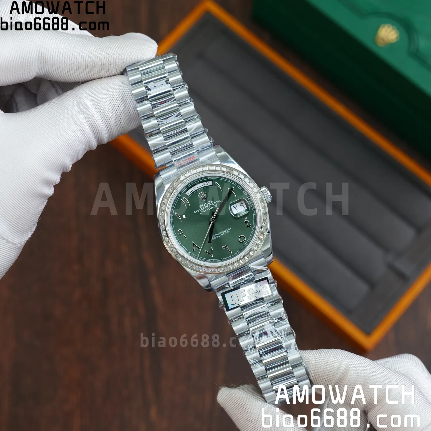 Rolex DayDate 228396 40mm QF 1:1 Best Edition Ice Green Roman Dial Diamond Bezel V6(Tungsten Heavy Version) 67 2702e0908e89fbf AMO Watch