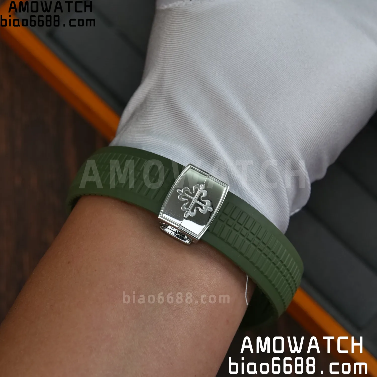 Custom Made PP Aquanaut 5168G 42mm Green Dial on Green Rubber Strap(Weighted) 93 274117c85bb66e7 阿默表行AmoWatch