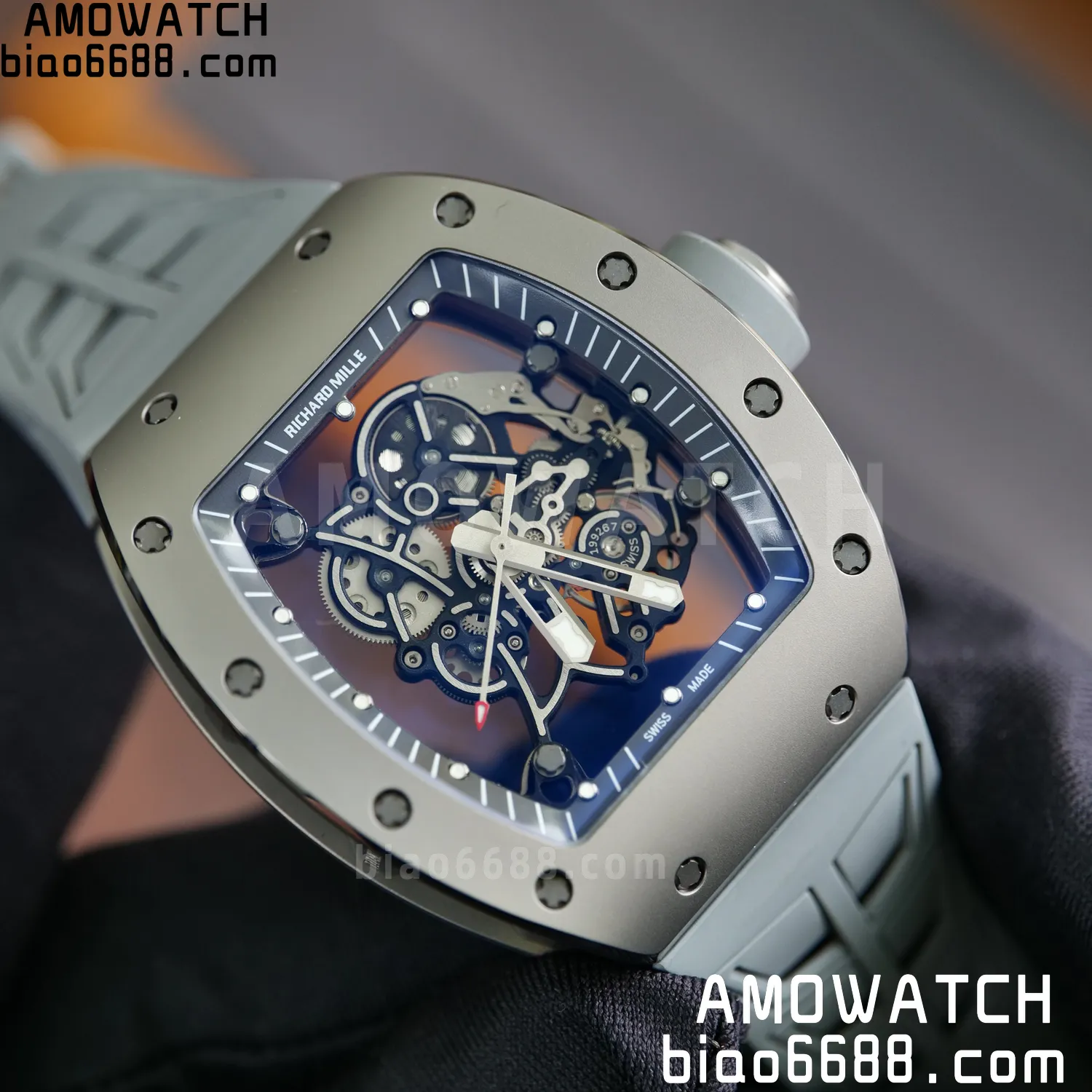 RICHARD MILLE RM055 Gray Ceramic UMI 1:1 Best Edition on Shark Rubber Strap RMUL2 Free Sprung 91 27e8bccec4acc98 AMO Watch