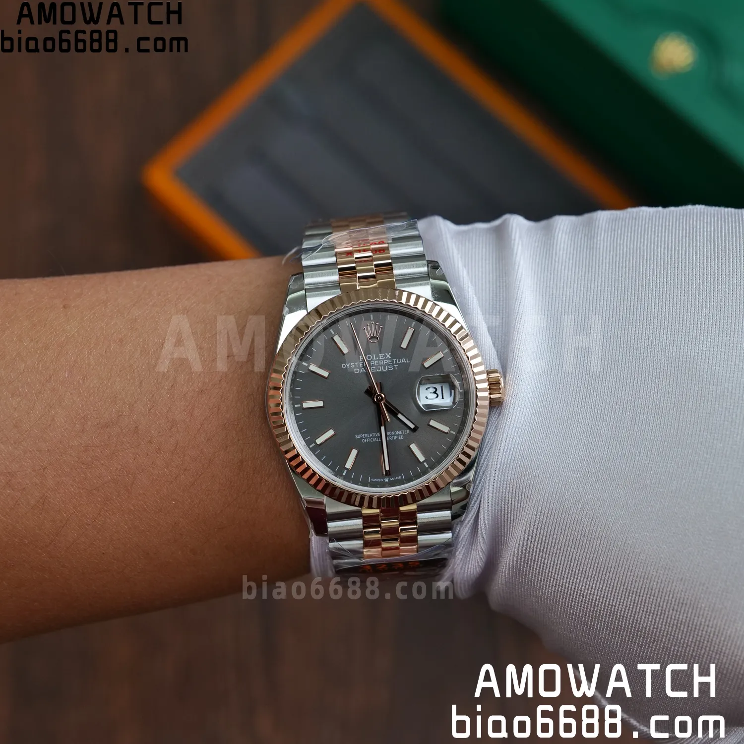 Rolex DateJust 36mm 126233 SS/RG QF 1:1 Best Edition 904L Steel Grey Dial on Jubilee Bracelet DD3235(Gain Weight) 90 2881249b29a3315 AMO Watch