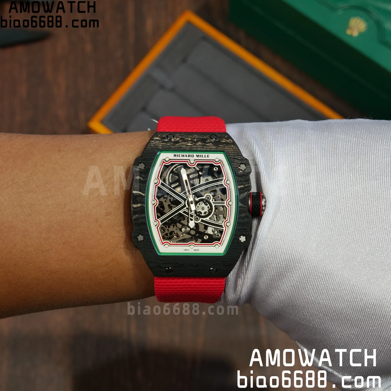 RICHARD MILLE RM67-02 Black NTPT Best Edition Italy Dial on Red Nylon strap CRMA7 Clone V9 103 29f12f17181a160 AMO Watch