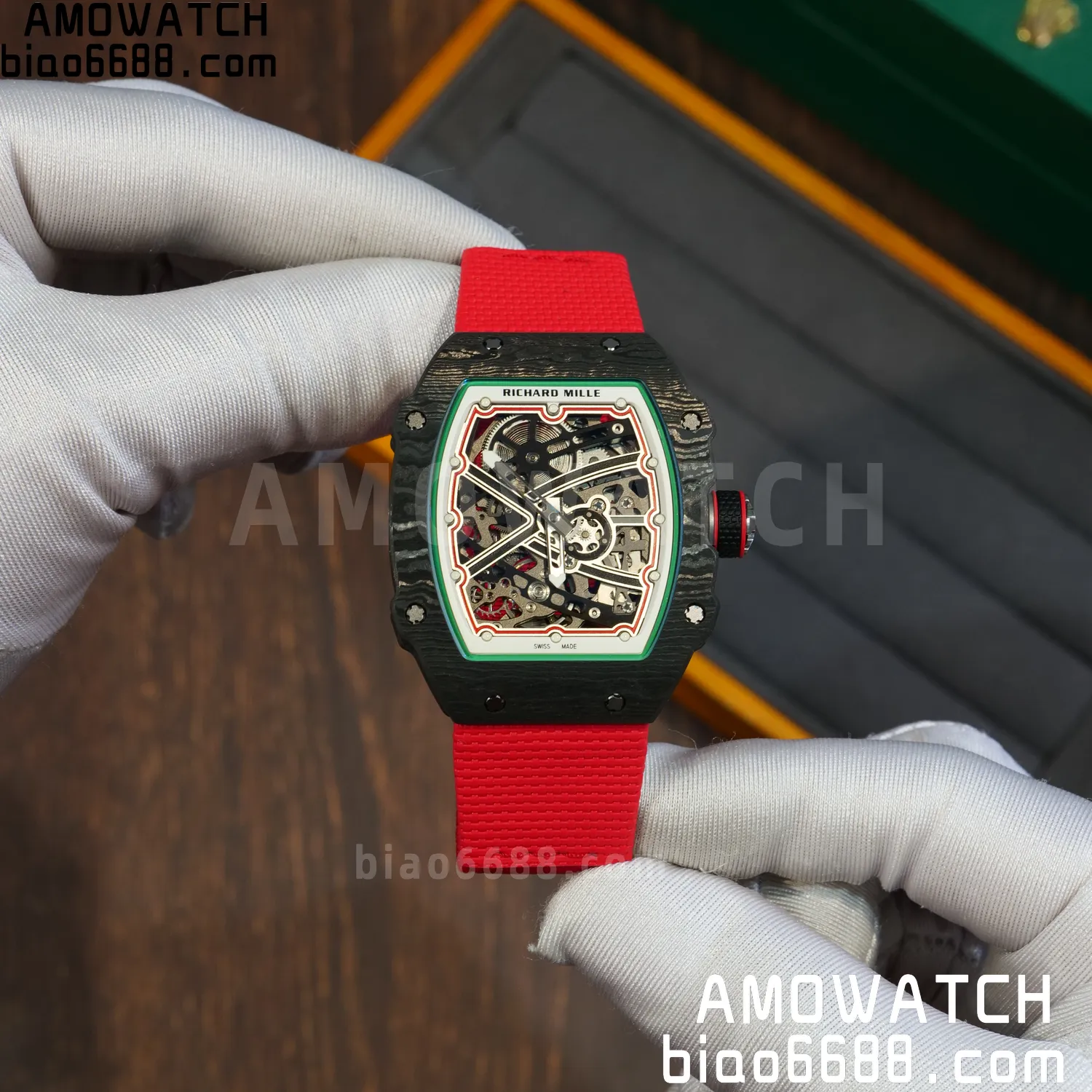 RICHARD MILLE RM67-02 Black NTPT Best Edition Italy Dial on Red Nylon strap CRMA7 Clone V9 74 2a7d2661045fbc4 AMO Watch