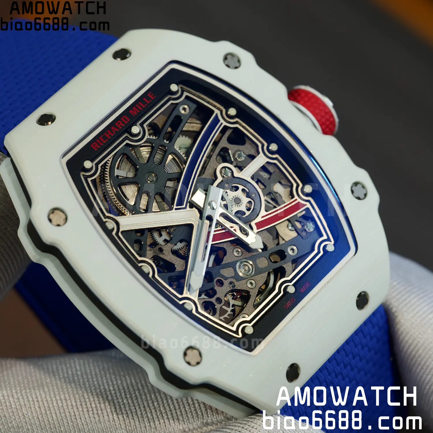 RICHARD MILLE RM67-02 White NTPT Best Edition France Dial on Blue Nylon strap CRMA7 Clone V9 95 2b0cfbe5de867ec AMO Watch