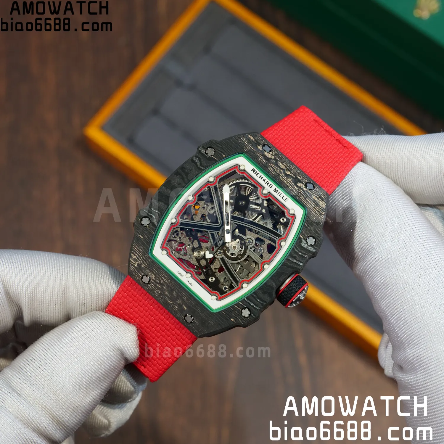 RICHARD MILLE RM67-02 Black NTPT Best Edition Italy Dial on Red Nylon strap CRMA7 Clone V9 77 2c53479a5d49410 AMO Watch