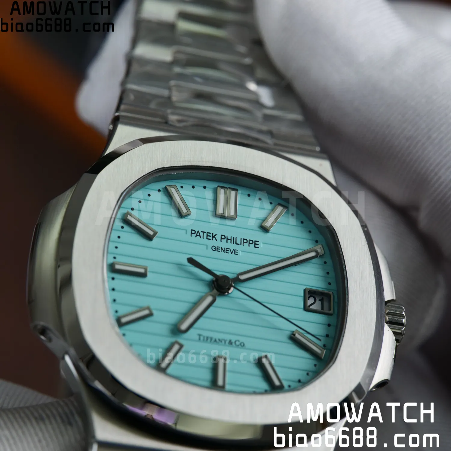 Custom Made PP Nautilus 5711 Tiffany Modified content :SW factory Tiffany Dial 、SW Pointer、DEEP crystal 82 2dc050fb52898e7 阿默表行AmoWatch