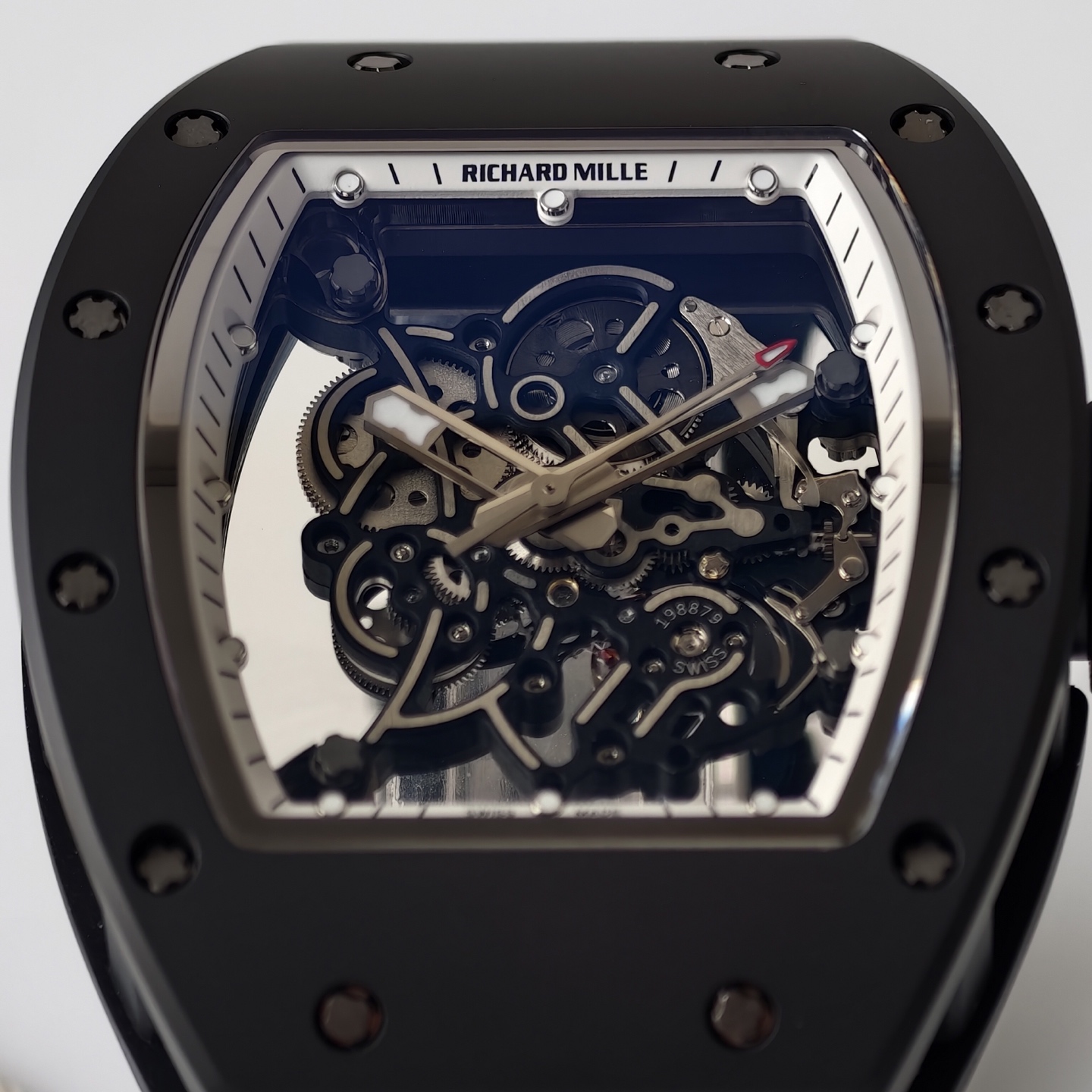 Richard Mille RM055 Black Ceramic UMI 1:1 Best Edition on White Inner Bezel on Shark Rubber Strap RMUL2 Free Sprung 23 2e2641bb42cb182 AMO Watch