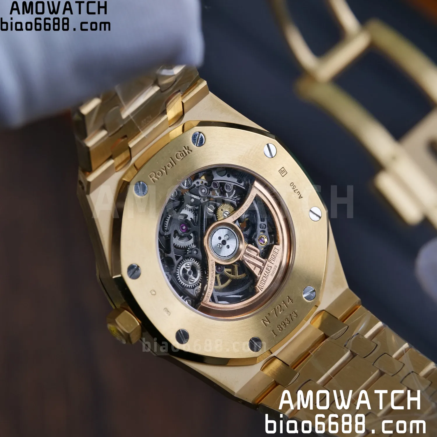 Custom Made AP Royal Oak 41mm Skeleton 15407 YG 18K Real Yellow Gold Plating 82 2e6517ae8ff1837 阿默表行AmoWatch