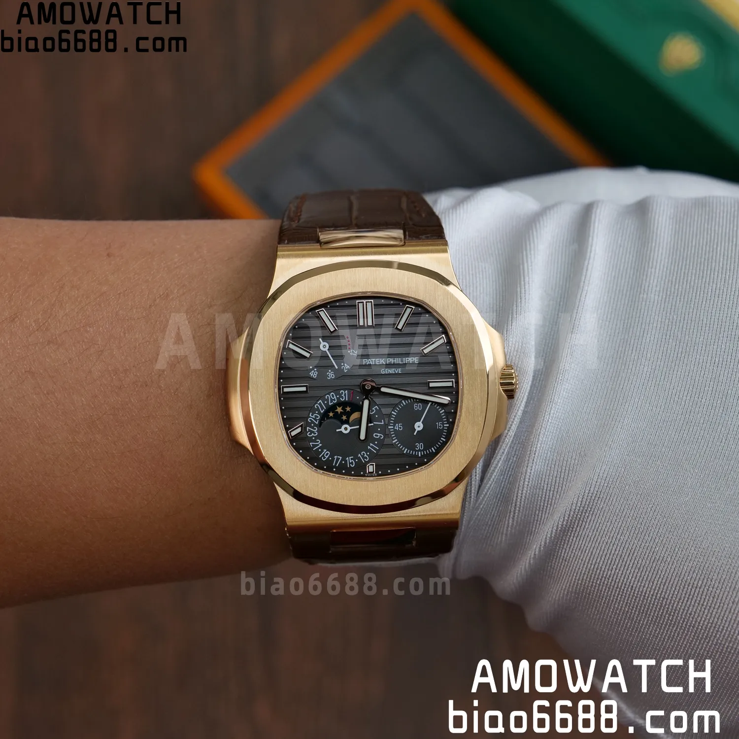 Custom Made PP Nautilus 5712 RG PPF 18K Real Rose Gold Plating 93 32002c82f748c51 AMO Watch