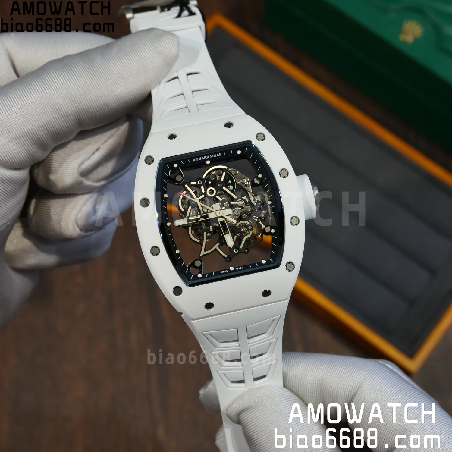 Richard Mille RM055 White Ceramic ZF 1:1 Best Edition Shark Fin Rubber Strap RMUL2 Super Clone V3 60 325ff95a414ad83 AMO Watch