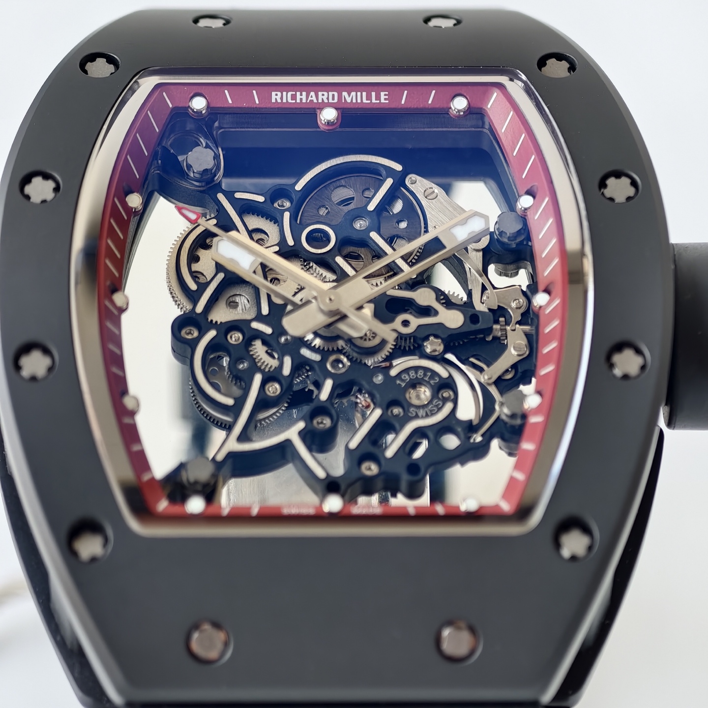 Richard Mille RM055 Black Ceramic UMI 1:1 Best Edition on Red Inner Bezel on Shark Rubber Strap RMUL2 Free Sprung 23 3427fc41396bd84 AMO Watch
